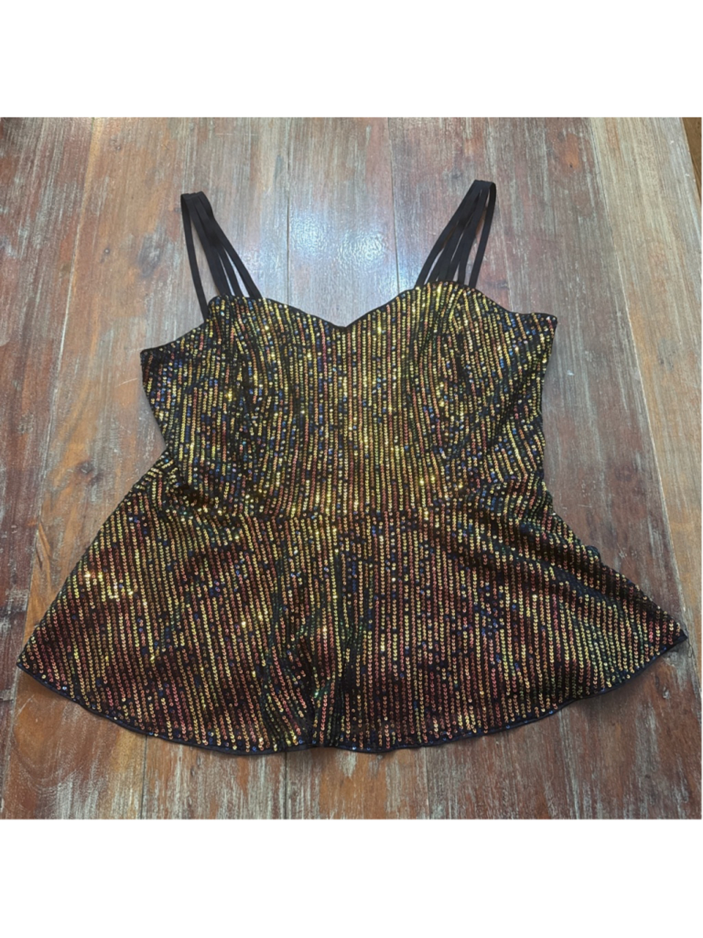 Grace Karin Sequin Peplum Cami Top 2XL Iridescent